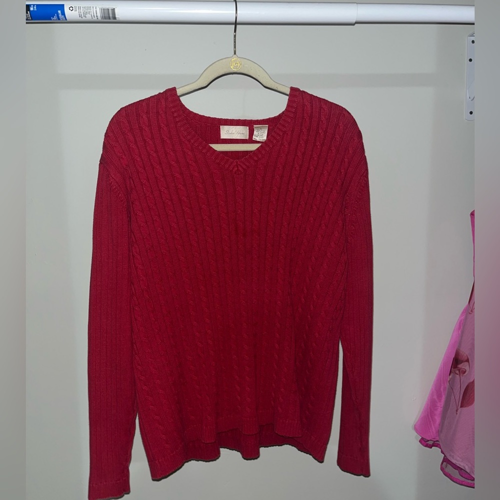 Studio Works Women's V-Neck Cable Knit Sweater
